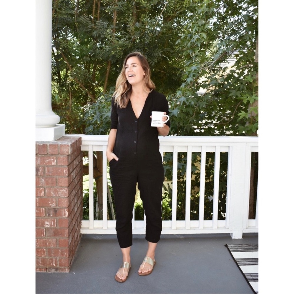 Hatch The Taylor Crinkle Jumpsuit Black One Size